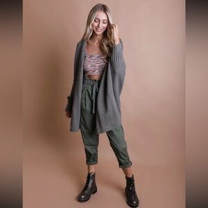 GRAY Bat Sleeve Knit Cardigan